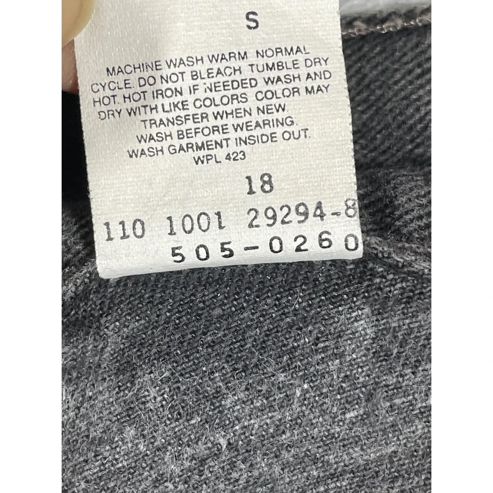 Levis 505 Regular Fit Jeans Mens 42x30 Faded Black Straight Leg Denim Vintage